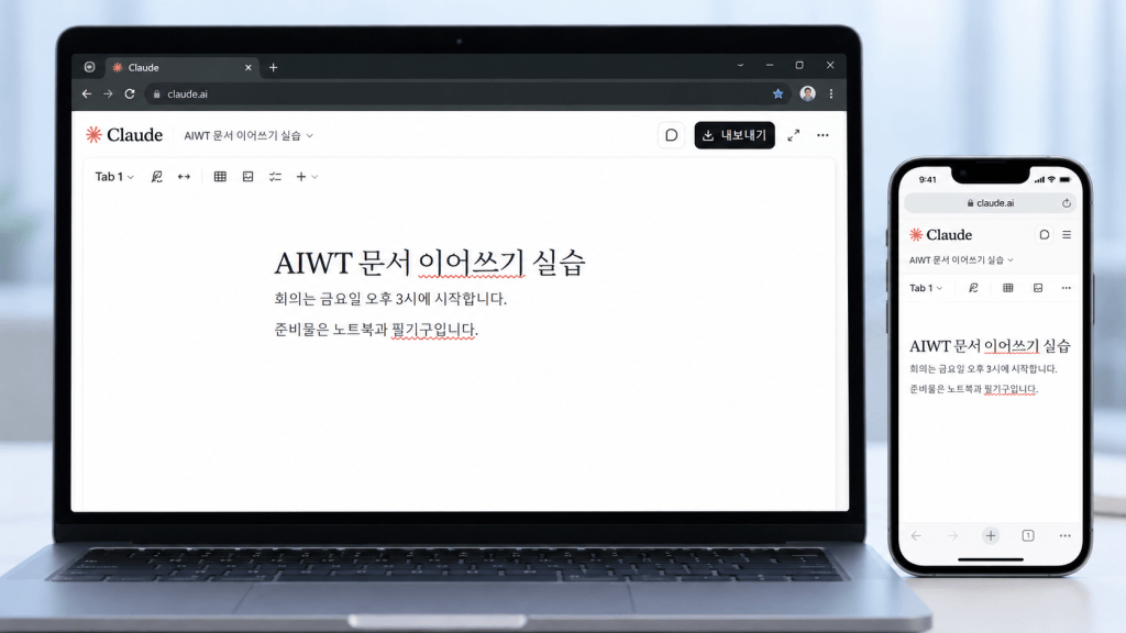 클로드 Docs, 휴대폰에서 문서를 고치고 PC에서&nbsp;확인하기