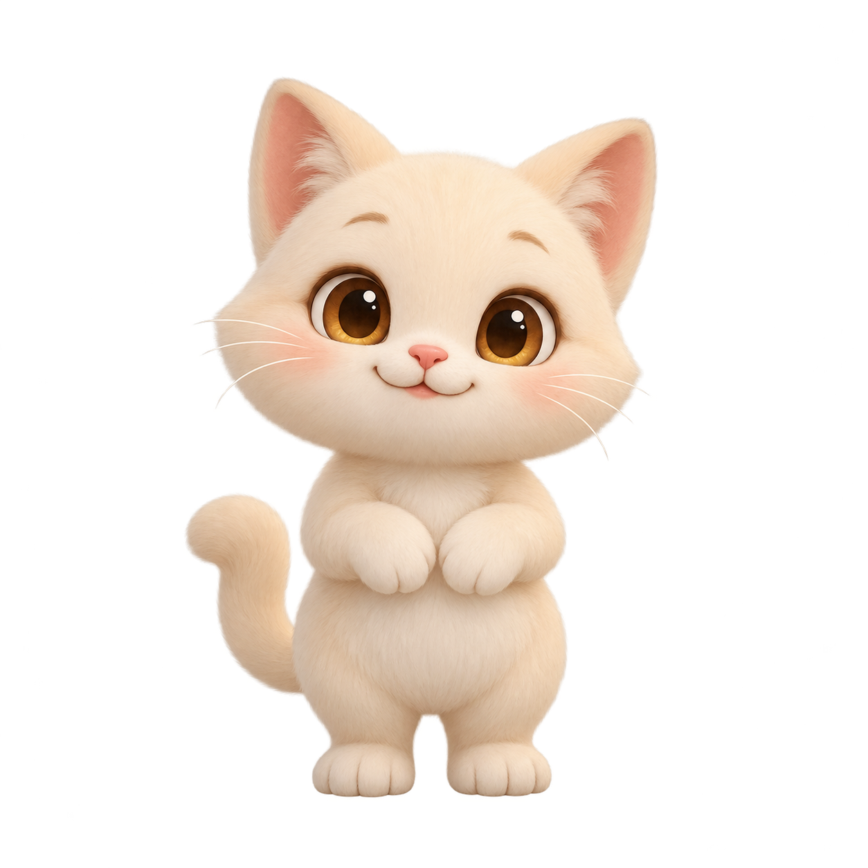 투명 배경으로 제작한 크림색 고양이 전신 캐릭터
